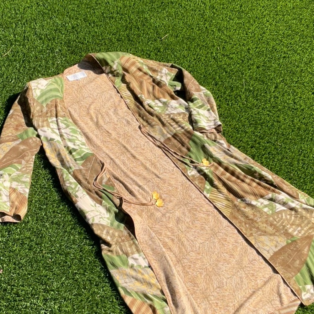Vintage Platinum by Dorothy Schoelen Foliage Leaves Kimono Oversized Sz Small